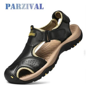 PARZIVAL Summer Men Genuine Leather Beach Sandals